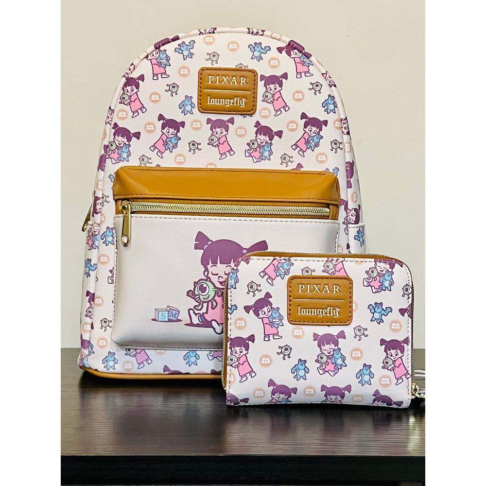 NWT  Boo Monsters Inc Loungefly Mini Backpack Wallet Set n